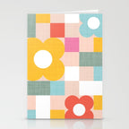 Retro Flowers on playful checks Stationery Card Gallery Image 2