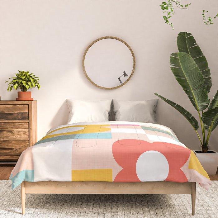 Retro Flowers on playful checks Comforter Gallery Image 3