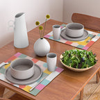 Retro Flowers on playful checks Placemat Gallery Image 2
