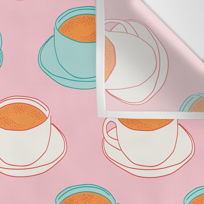 Colorful retro coffee cup art pattern Wall Tapestry Gallery Image 3