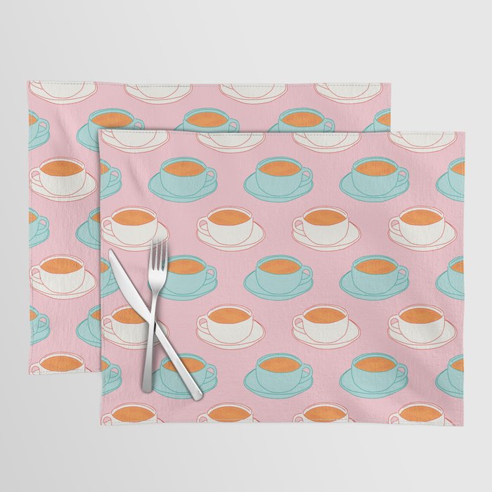 Colorful retro coffee cup art pattern Placemat Gallery Image 1