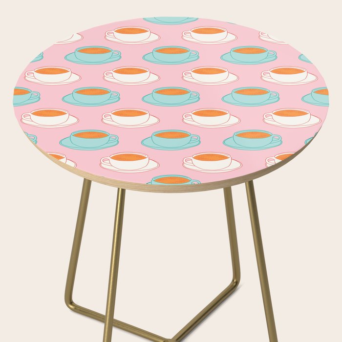 Colorful retro coffee cup art pattern Side Table Gallery Image 2