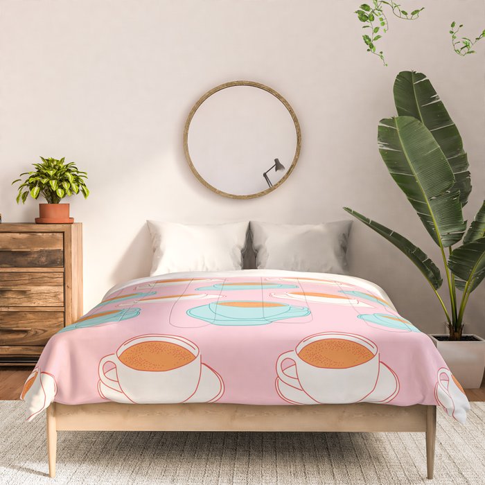 Colorful retro coffee cup art pattern Comforter Gallery Image 3
