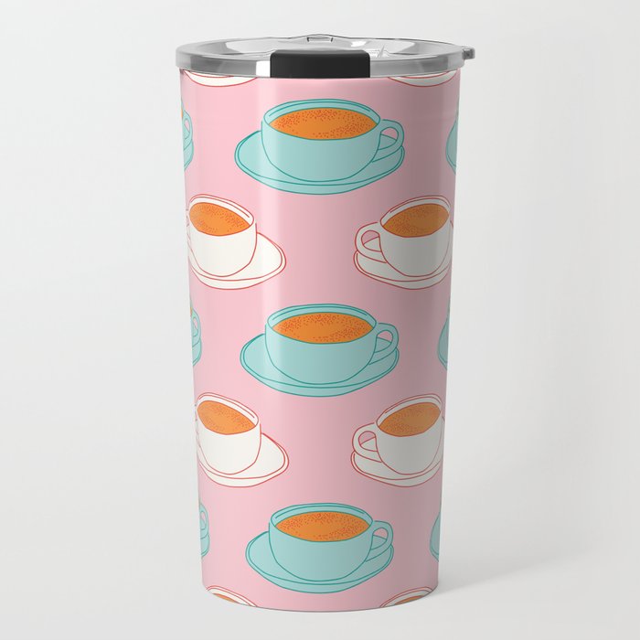 Colorful retro coffee cup art pattern Travel Mug Gallery Image 1