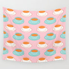 Colorful retro coffee cup art pattern Wall Tapestry Gallery Image 4