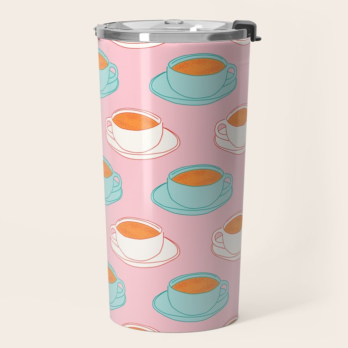 Colorful retro coffee cup art pattern Travel Mug Gallery Image 2