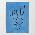 Minimalist Minimal Line Drawing Line Art Maze Pastel Blue Painting Mid Century Modern Cool Retro Funky Trendy Poster Gallery Image 4
