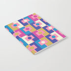 Retro Modern Geometric Rektangel Pattern Blue and Pink Notebook Gallery Image 2