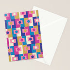 Retro Modern Geometric Rektangel Pattern Blue and Pink Stationery Card Gallery Image 2