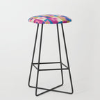 Retro Modern Geometric Rektangel Pattern Blue and Pink Stool Gallery Image 1
