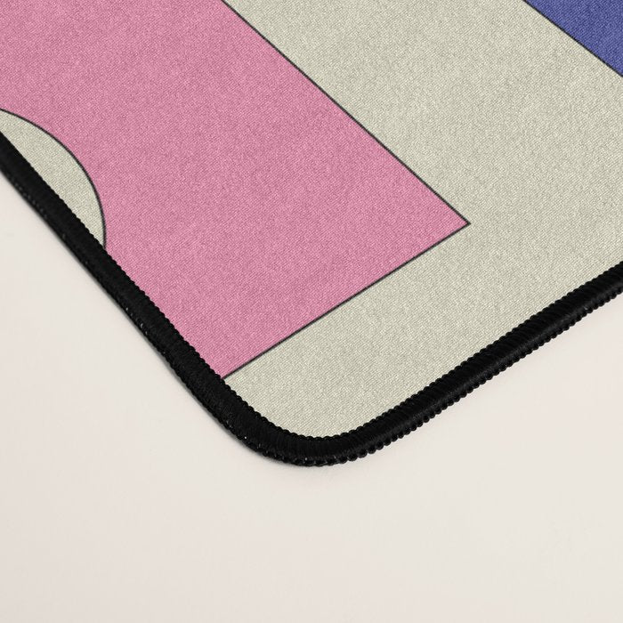Retro Modern Geometric Rektangel Pattern Blue and Pink Desk Mat Gallery Image 4