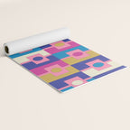 Retro Modern Geometric Rektangel Pattern Blue and Pink Yoga Mat Gallery Image 2