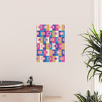Retro Modern Geometric Rektangel Pattern Blue and Pink Poster Gallery Image 2