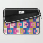 Retro Modern Geometric Rektangel Pattern Blue and Pink Laptop Sleeve Gallery Image 2