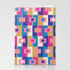 Retro Modern Geometric Rektangel Pattern Blue and Pink Stationery Card Gallery Image 2