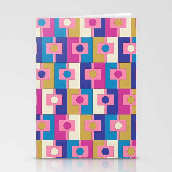 Retro Modern Geometric Rektangel Pattern Blue and Pink Stationery Card Gallery Image 2