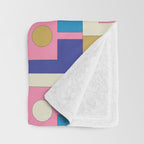 Retro Modern Geometric Rektangel Pattern Blue and Pink Throw Blanket Gallery Image 3