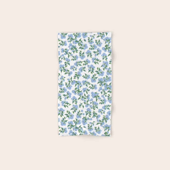 Hydrangea blue flowers, botanicals, blue and white floral Bath Towel Gallery Image 1
