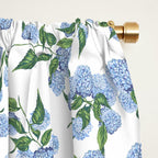Hydrangea blue flowers, botanicals, blue and white floral Window Curtain Gallery Image 2