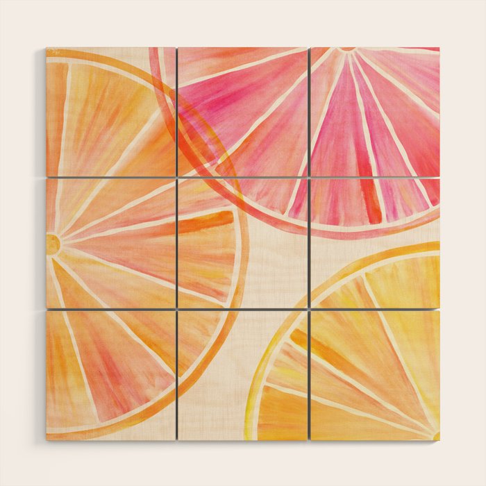Summer Citrus Party Watercolor Wood Wall Art Gallery Image 1