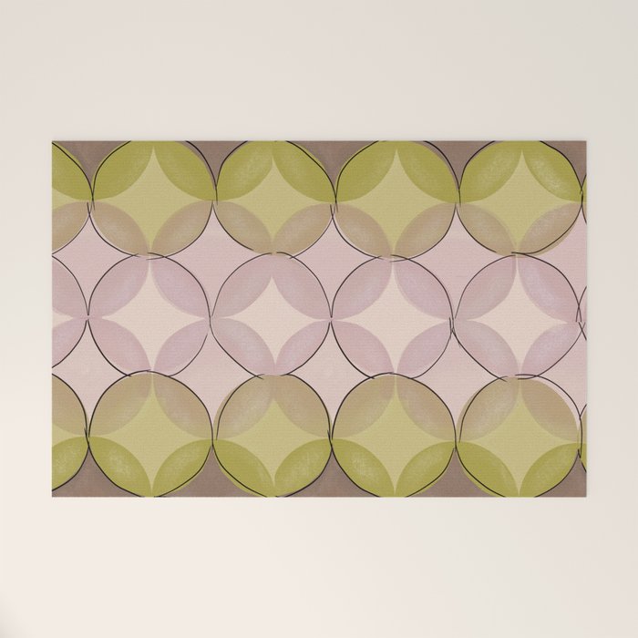 Nuanced echoing circles tell a story in a painterly way with soft muted hues Welcome Mat Gallery Image 1