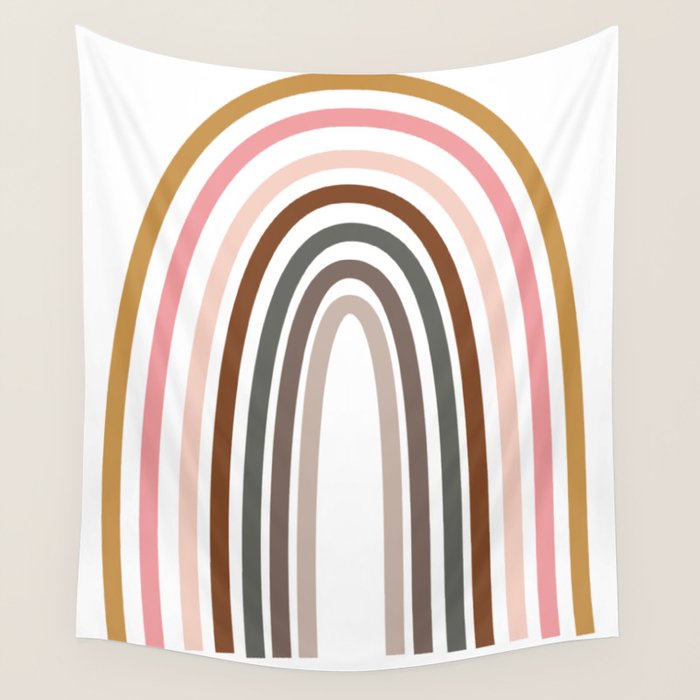 Whimsical Rainbow in Earthy Colors Wall Tapestry Gallery Image 4