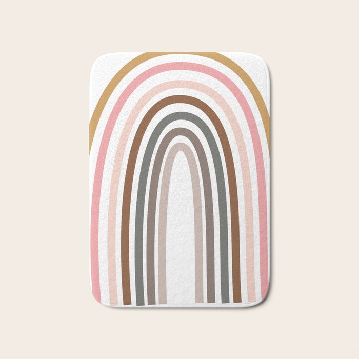 Whimsical Rainbow in Earthy Colors Bath Mat Gallery Image 1