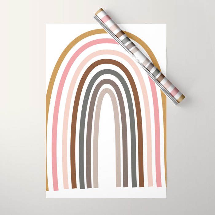 Whimsical Rainbow in Earthy Colors Wrapping Paper Gallery Image 1