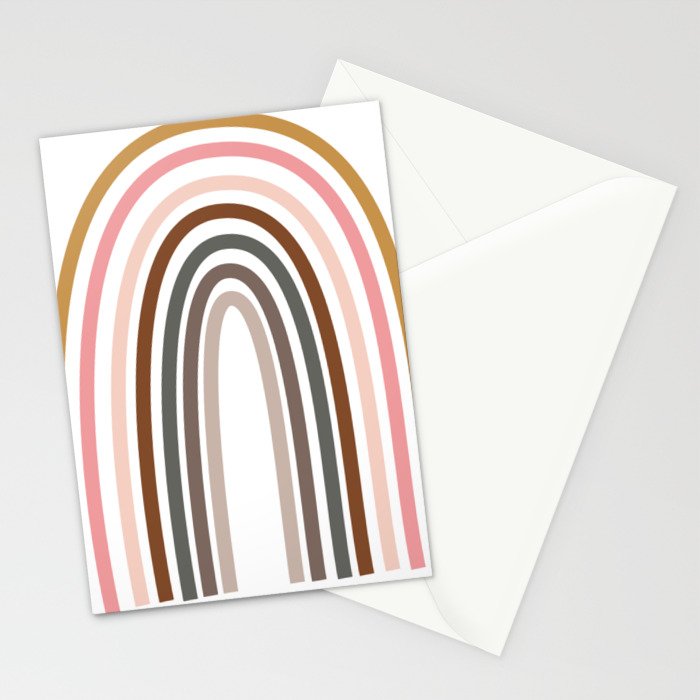 Whimsical Rainbow in Earthy Colors Stationery Card Gallery Image 2