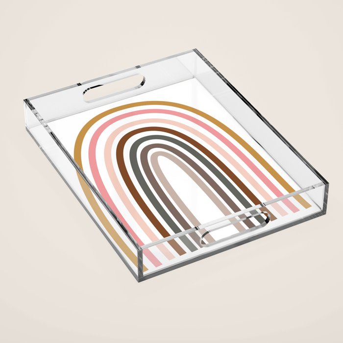 Whimsical Rainbow in Earthy Colors Acrylic Tray Gallery Image 1