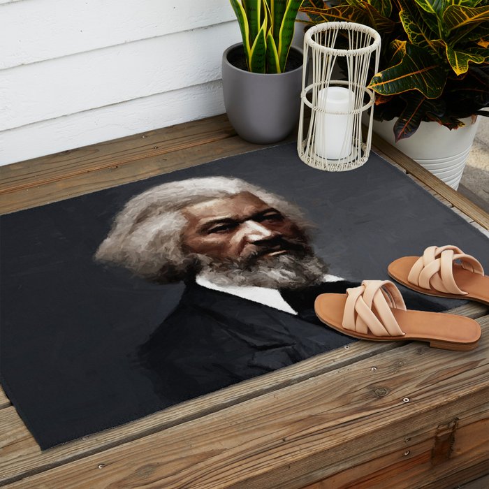 Frederick Douglass, African American Civil Rights Pioneer portrait painting Outdoor Rug Gallery Image 2