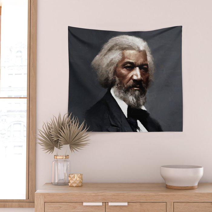 Frederick Douglass, African American Civil Rights Pioneer portrait painting Wall Tapestry Gallery Image 2