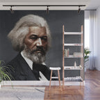 Frederick Douglass, African American Civil Rights Pioneer portrait painting Wall Mural Gallery Image 1
