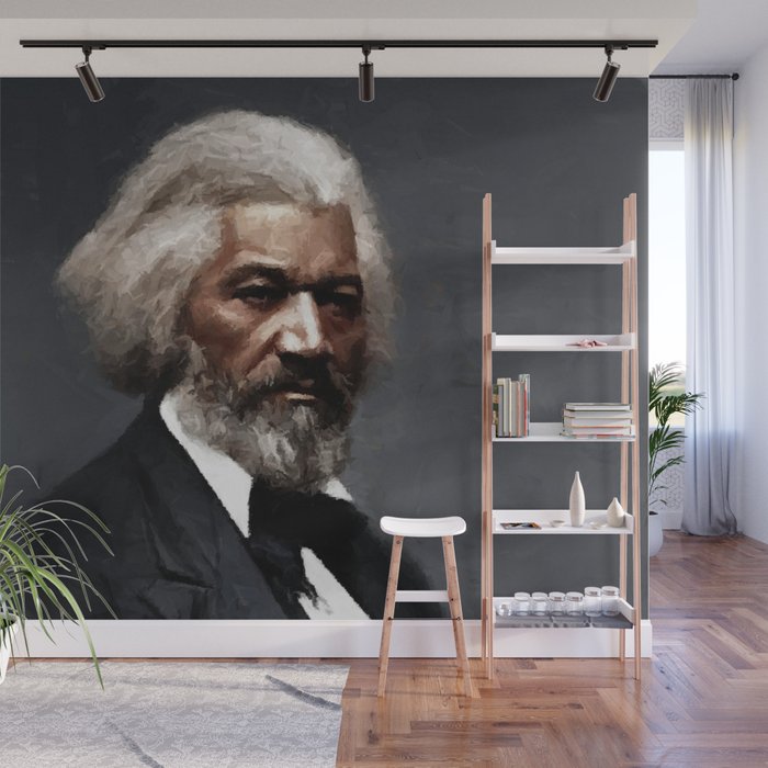 Frederick Douglass, African American Civil Rights Pioneer portrait painting Wall Mural Gallery Image 1