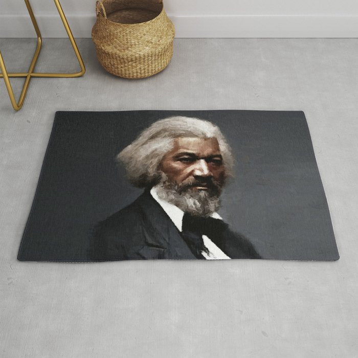 Frederick Douglass, African American Civil Rights Pioneer portrait painting Rug Gallery Image 1
