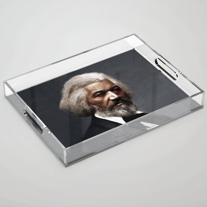 Frederick Douglass, African American Civil Rights Pioneer portrait painting Acrylic Tray Gallery Image 1