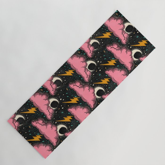 Stormy Night - black & pink Yoga Mat Gallery Image 1