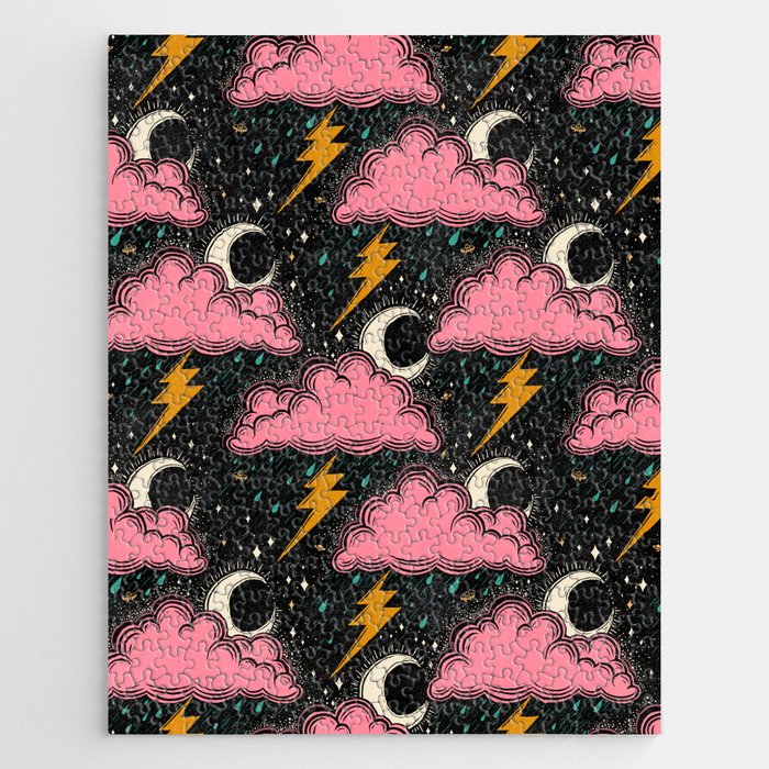 Stormy Night - black & pink Jigsaw Puzzle Gallery Image 1