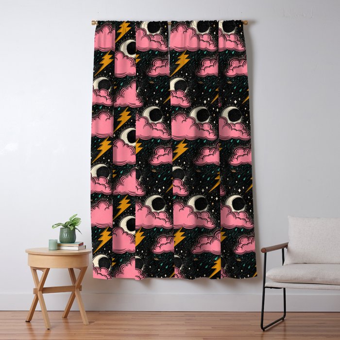 Stormy Night - black & pink Window Curtain Gallery Image 5