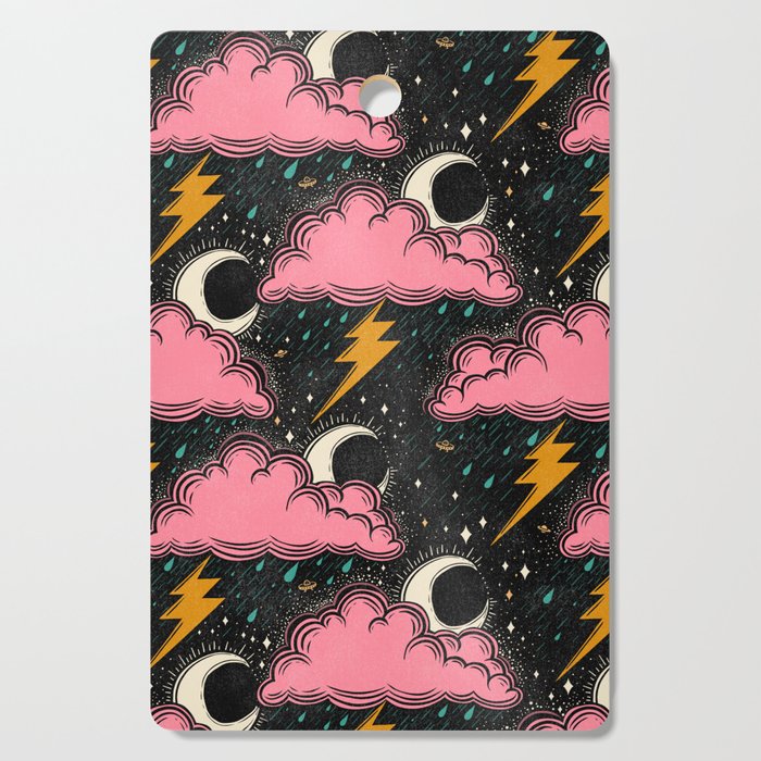 Stormy Night - black & pink Cutting Board Gallery Image 1