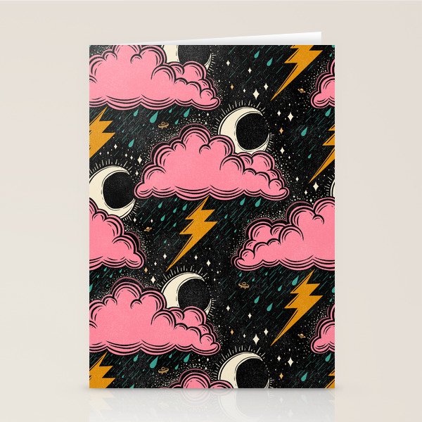 Stormy Night - black & pink Stationery Card Gallery Image 2