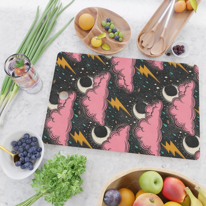 Stormy Night - black & pink Cutting Board Gallery Image 2