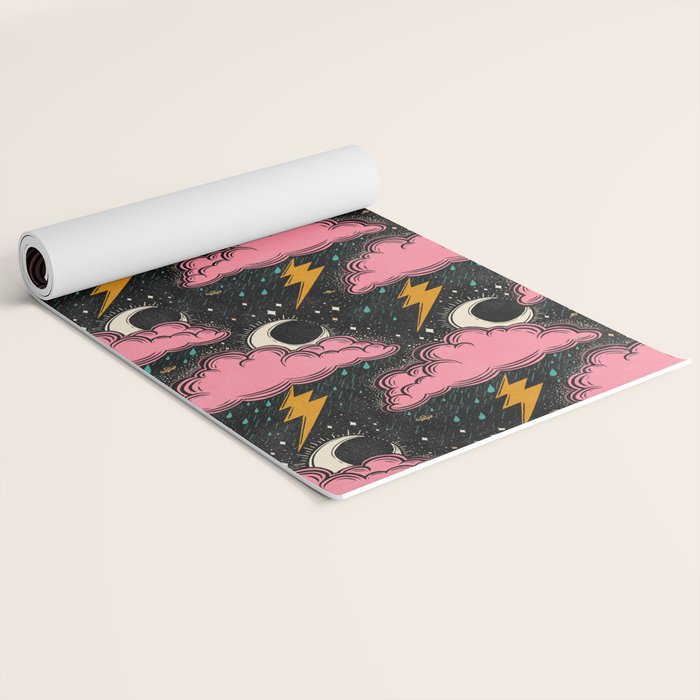 Stormy Night - black & pink Yoga Mat Gallery Image 2