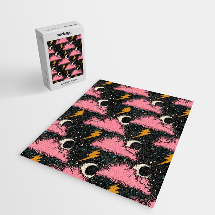 Stormy Night - black & pink Jigsaw Puzzle Gallery Image 2