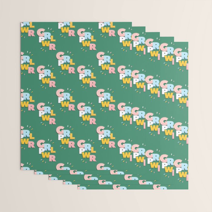 GIRL POWER - green Wrapping Paper Gallery Image 3