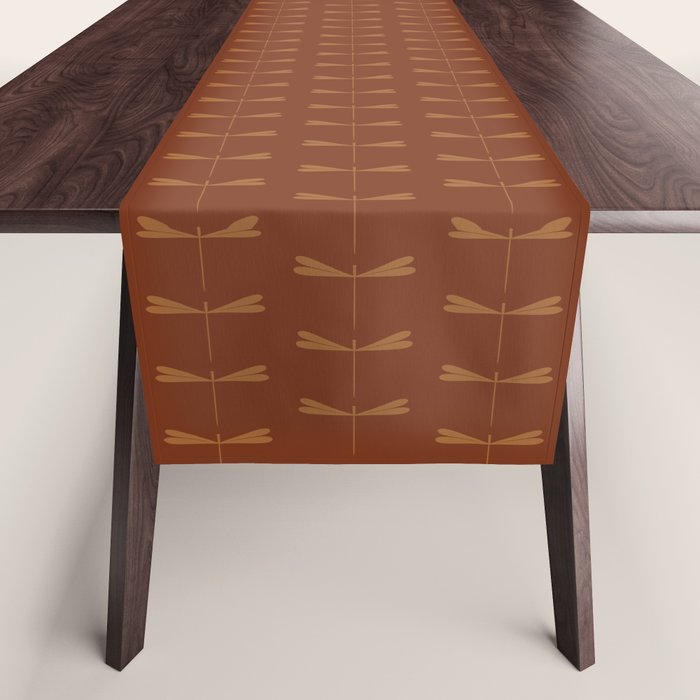 Dragonfly Pattern IV Brick Red Table Runner Gallery Image 1
