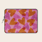 Linocut Hearts / Pink & Orange Laptop Sleeve Gallery Image 1