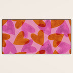 Linocut Hearts / Pink & Orange Desk Mat Gallery Image 3