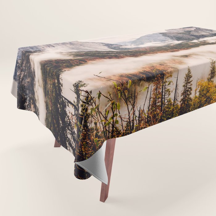 Amazing Yosemite California Forest Waterfall Canyon Tablecloth Gallery Image 1