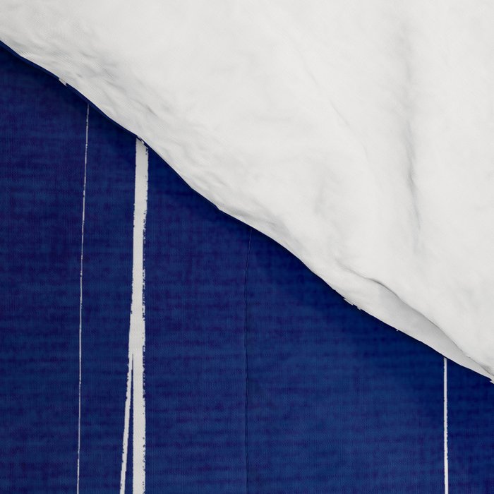 Deep Blue White Lines Minimalist Abstract  Comforter Gallery Image 4